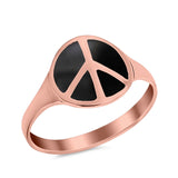 Peace Sign Ring Simulated Turquoise Cubic Zirconia 925 Sterling Silver