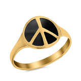 Peace Sign Ring Simulated Turquoise Cubic Zirconia 925 Sterling Silver