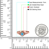 Vintage Style Lab Opal Petite Dainty Ring Solid Oxidized 925 Sterling Silver