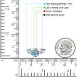 Vintage Style Lab Opal Petite Dainty Ring Solid Oxidized 925 Sterling Silver