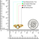 Vintage Style Lab Opal Petite Dainty Ring Solid Oxidized 925 Sterling Silver