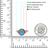 Filigree Petite Dainty Lab Opal Ring Solid Round Oxidized 925 Sterling Silver