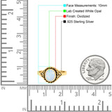 Filigree Petite Dainty Lab Opal Ring Solid Round Oxidized 925 Sterling Silver