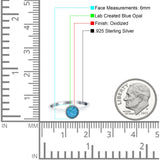 Petite Dainty Lab Opal Ring Solid Round Oxidized 925 Sterling Silver