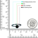 Petite Dainty Lab Opal Ring Solid Round Oxidized 925 Sterling Silver