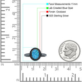 Petite Dainty Lab Opal Ring Solid Round Oxidized 925 Sterling Silver