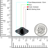 Filigree Vintage Style Oval Lab Opal Ring Solid Oxidized 925 Sterling Silver