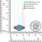 Petite Dainty Butterfly Lab Opal Ring Solid Oval Oxidized 925 Sterling Silver