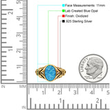Petite Dainty Butterfly Lab Opal Ring Solid Oval Oxidized 925 Sterling Silver