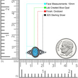 Filigree Petite Dainty Lab Opal Ring Solid Oval Oxidized 925 Sterling Silver