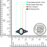 Filigree Petite Dainty Lab Opal Ring Solid Oval Oxidized 925 Sterling Silver