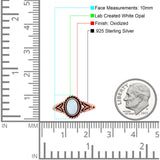 Filigree Petite Dainty Lab Opal Ring Solid Oval Oxidized 925 Sterling Silver