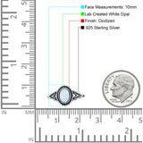 Filigree Petite Dainty Lab Opal Ring Solid Oval Oxidized 925 Sterling Silver