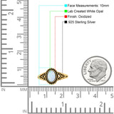 Filigree Petite Dainty Lab Opal Ring Solid Oval Oxidized 925 Sterling Silver