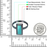 16mm Radiant Cut Solitaire Ring Thumb Ring Simulated Turquoise 925 Sterling Silver