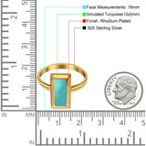 16mm Radiant Cut Solitaire Ring Thumb Ring Simulated Turquoise 925 Sterling Silver