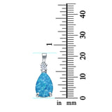 Pear Shape Lab Created Opal Simulated CZ 925 Sterling Silver Charm Pendant (21.5mm)