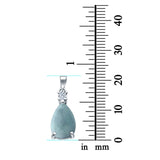 Pear Shape Lab Created Opal Simulated CZ 925 Sterling Silver Charm Pendant (21.5mm)