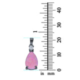 Pear Shape Lab Created Opal Simulated CZ 925 Sterling Silver Charm Pendant (21.5mm)