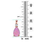 Pear Shape Lab Created Opal Simulated CZ 925 Sterling Silver Charm Pendant (21.5mm)