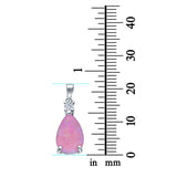 Pear Shape Lab Created Opal Simulated CZ 925 Sterling Silver Charm Pendant (21.5mm)