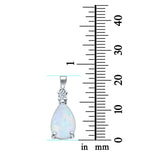 Pear Shape Lab Created Opal Simulated CZ 925 Sterling Silver Charm Pendant (21.5mm)