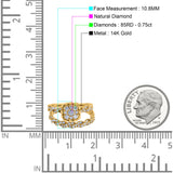 14K Gold 0.75ct Round 10.8mm G SI Diamond Engagement Bridal Set Wedding Ring