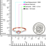 14K Gold 0.31ct Three Stone Vintage Round 5mm G SI Diamond Engagement Band Wedding Ring