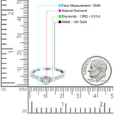 14K Gold 0.31ct Three Stone Vintage Round 5mm G SI Diamond Engagement Band Wedding Ring