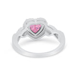 Heart Promise Ring Round Simulated Cubic Zirconia  925 Sterling Silver