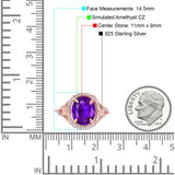 Oval Accent Wedding Engagement Ring Simulated Cubic Zirconia 925 Sterling Silver