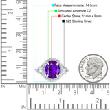 Oval Accent Wedding Engagement Ring Simulated Cubic Zirconia 925 Sterling Silver