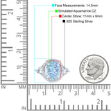 Oval Accent Wedding Engagement Ring Simulated Cubic Zirconia 925 Sterling Silver