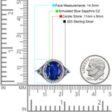 Oval Accent Wedding Engagement Ring Simulated Cubic Zirconia 925 Sterling Silver