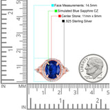 Oval Accent Wedding Engagement Ring Simulated Cubic Zirconia 925 Sterling Silver