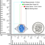 Oval Accent Wedding Engagement Ring Simulated Cubic Zirconia 925 Sterling Silver