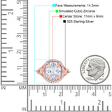 Oval Accent Wedding Engagement Ring Simulated Cubic Zirconia 925 Sterling Silver