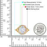 Oval Accent Wedding Engagement Ring Simulated Cubic Zirconia 925 Sterling Silver
