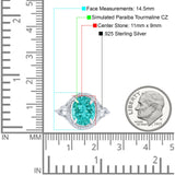 Oval Accent Wedding Engagement Ring Simulated Cubic Zirconia 925 Sterling Silver