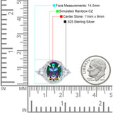 Oval Accent Wedding Engagement Ring Simulated Cubic Zirconia 925 Sterling Silver