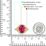 Oval Accent Wedding Engagement Ring Simulated Cubic Zirconia 925 Sterling Silver