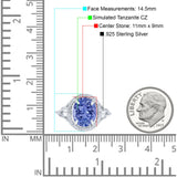 Oval Accent Wedding Engagement Ring Simulated Cubic Zirconia 925 Sterling Silver