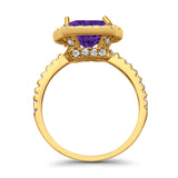 Engagement Ring Solitaire Cushion Simulated Cubic Zirconia 925 Sterling Silver