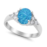 Solitaire Oval Three Stone Simulated Cubic Zirconia 925 Sterling Silver