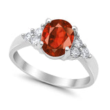 Solitaire Oval Three Stone Simulated Cubic Zirconia 925 Sterling Silver