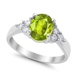 Solitaire Oval Three Stone Simulated Cubic Zirconia 925 Sterling Silver