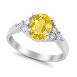 Solitaire Oval Three Stone Simulated Cubic Zirconia 925 Sterling Silver