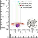Heart Promise Ring Baguette Simulated Cubic Zirconia 925 Sterling Silver