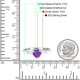 Heart Promise Ring Baguette Simulated Cubic Zirconia 925 Sterling Silver