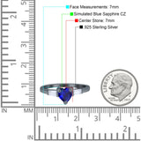 Heart Promise Ring Baguette Simulated Cubic Zirconia 925 Sterling Silver